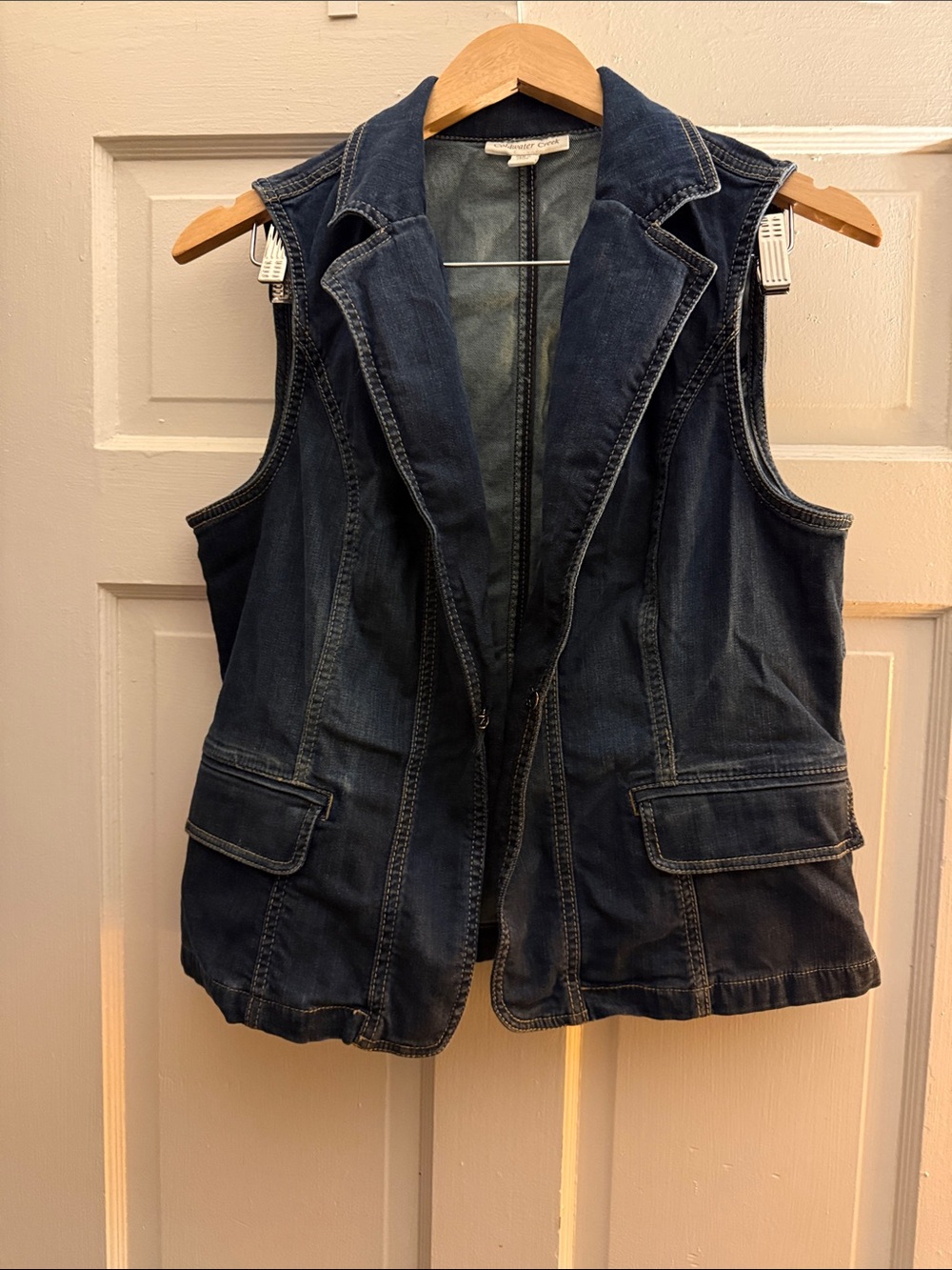 Vintage Coldwater Creek Dark Blue Denim Sleeveless Vest